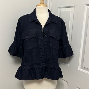 Kate Spade dark denim jacket ruffle